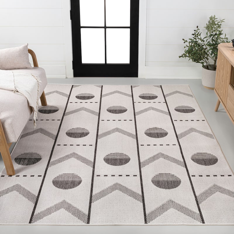 JONATHAN Y Soren Modern Geometri Indoor/Outdoor Area Rug - 3 X 5 - Cream/Black