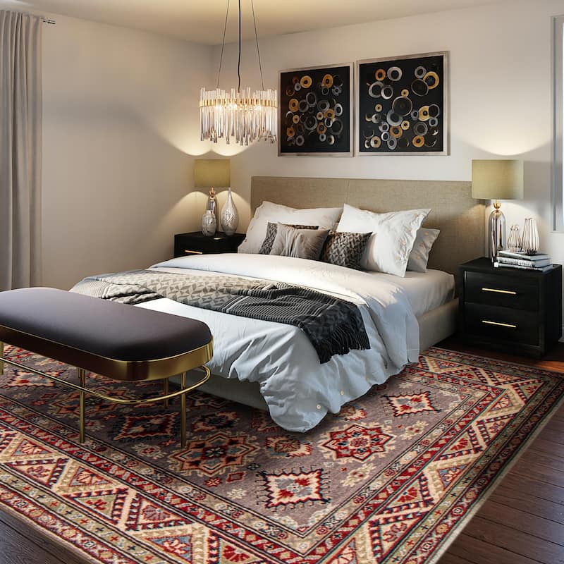 ECARPETGALLERY Hand-knotted Uzbek Ghazni Grey Wool Rug - 4'1 x 6'1