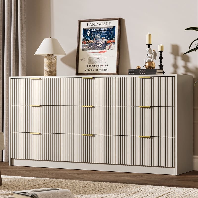 9-Drawer Dresser 63" W - Beige