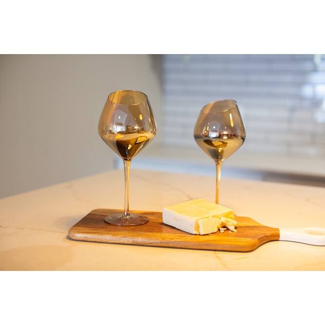 Jeanne Fitz Slant Collection Red Wine Glasses, Set of 2, Gold