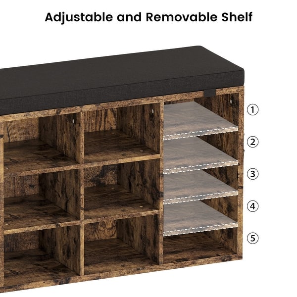 dimension image slide 3 of 7, Shoe Storage Bench Cubby Organizer for Entryway