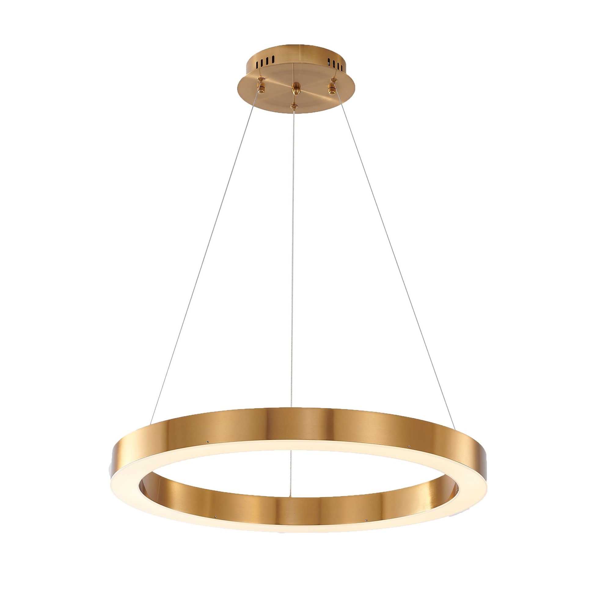 Transitional 1-Light Gold LED Round Chandelier