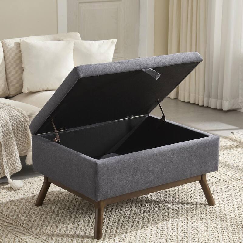 Mid-Century Modern Square Coffee Table with Storage Bench