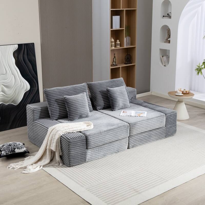 Double Chaise Lounge Sofa, Cloud Plush Sofa Bed, Upholstered Boneless Cloud Sofa Deep Seat, Sleeper Loveseat Chair