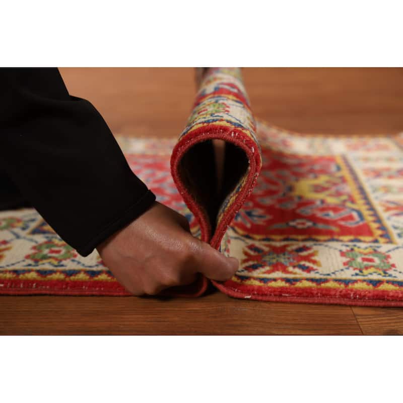 Red Traditional Kazak Oriental Rug Hand-Knotted Wool Carpet - 2'0"x 3'0"