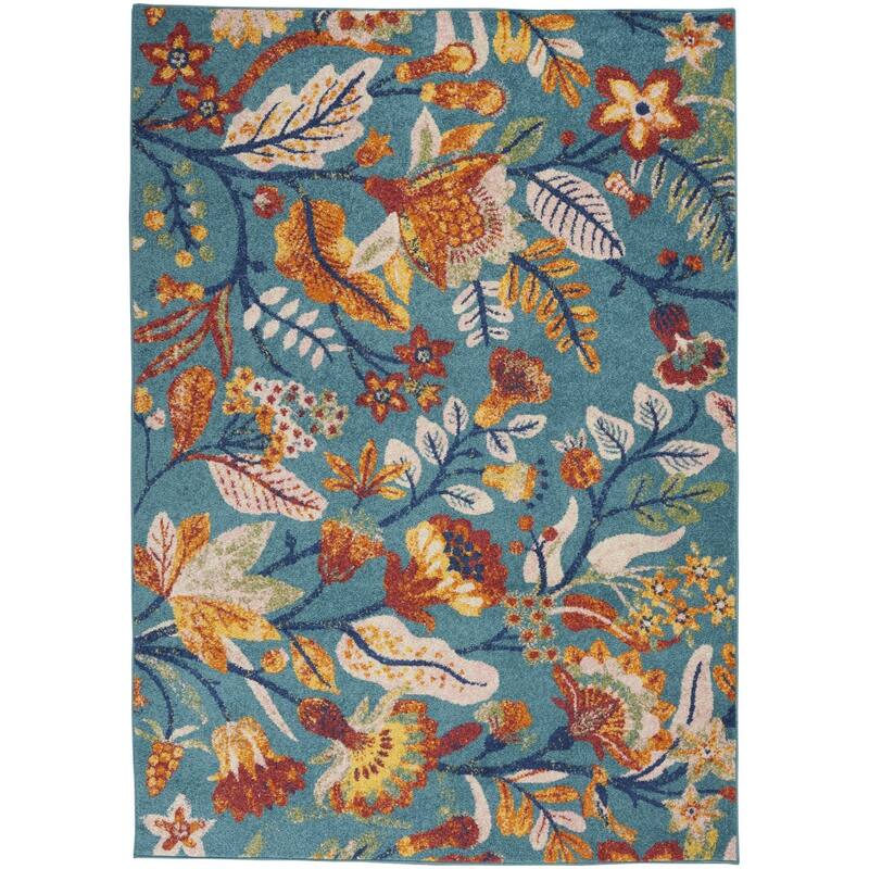 Kegib Power Loomed Floral Traditional Low Pile Area Rug By HomeRoots - 87' X '63' X '0.25