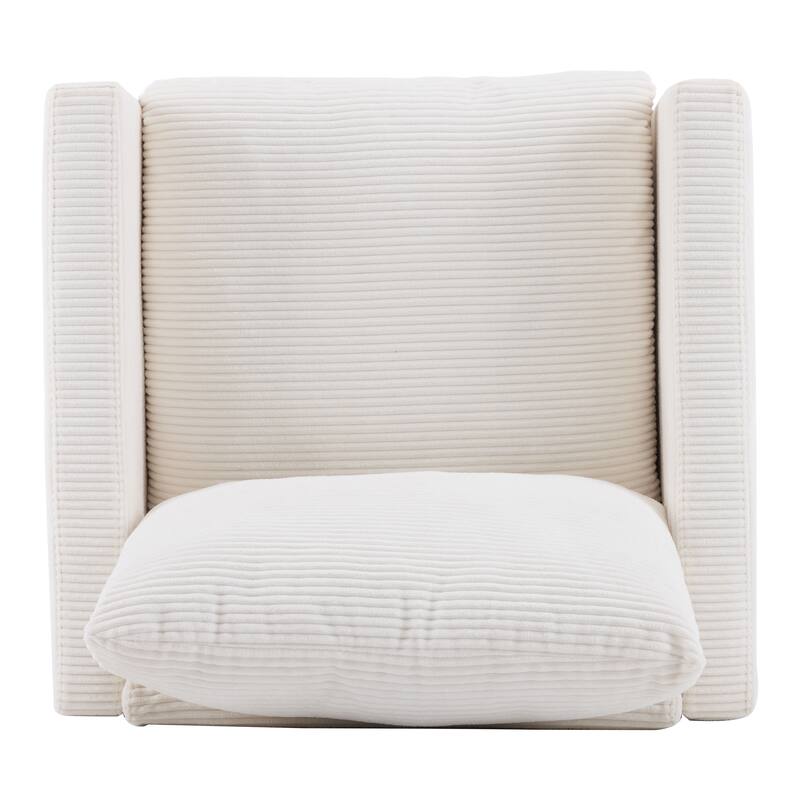 Corduroy Armchair Set with Ottoman