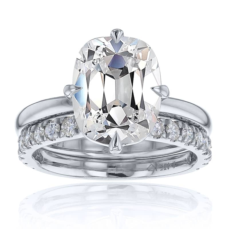 Kobelli 3.4 Carats Old Mine Lab Grown Diamond Certified 14k Solid Gold Candlelight 2pc Bridal Set - White - 8