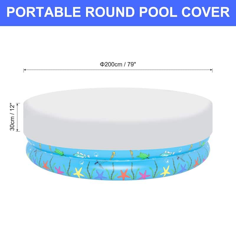 79"x12" Large Round Dog Pool Cover Foldable Waterproof Bath Pool Cover - White
