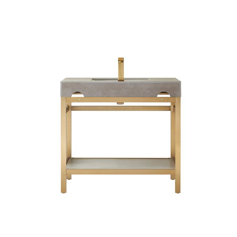 Funes 36" Single Vanity, Metal Support with Stone Top without Mirror - 36''x22''