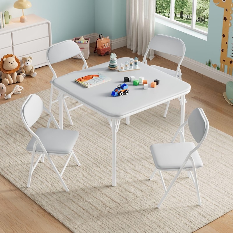 3/5-Piece Kids Folding Table and Chairs Set, Toddlers Children's Activity Table and Chairs Set