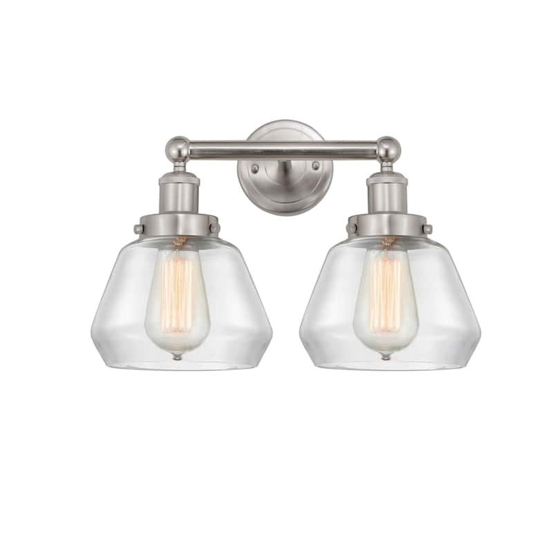 Innovations Lighting 616-2W-10-16 Fulton Vanity Fulton 2 Light 16" - Brushed Satin Nickel / Clear