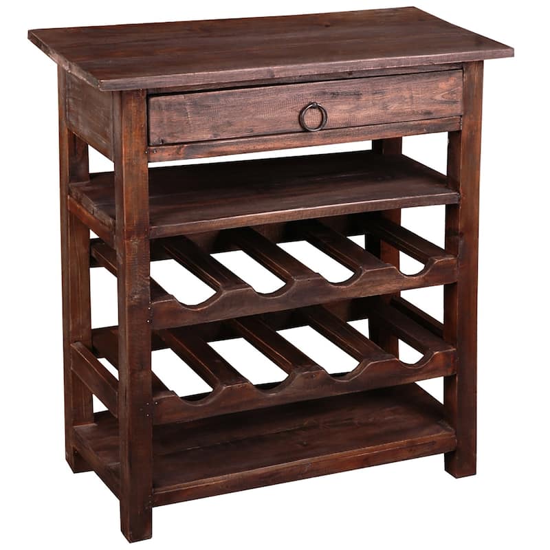 Antique Wooden Console Table with Pull Drawer - 24.5" - Brown