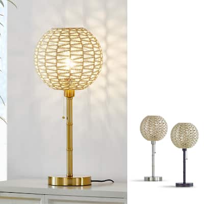 HOMEGLAM Globe Woven Rattan 26" Table Lamp