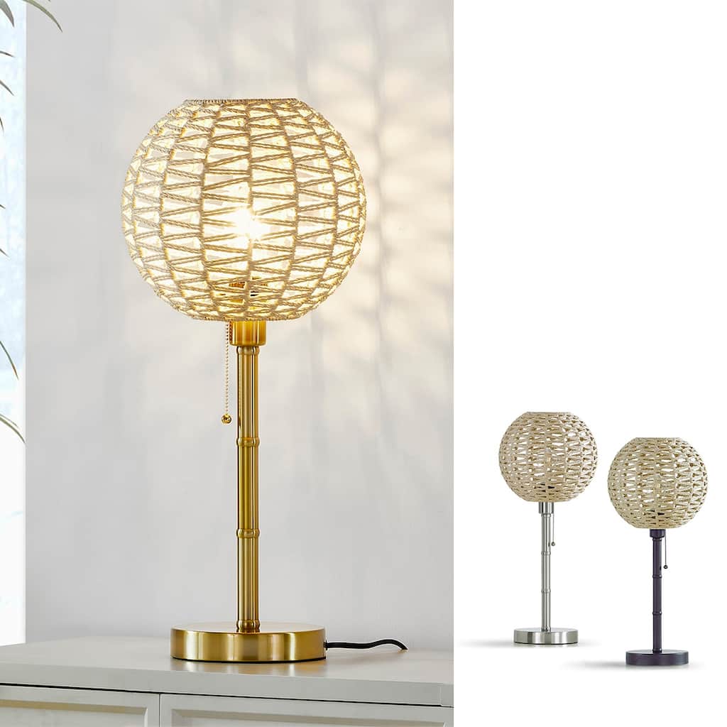 HOMEGLAM Globe Woven Rattan 26" Table Lamp