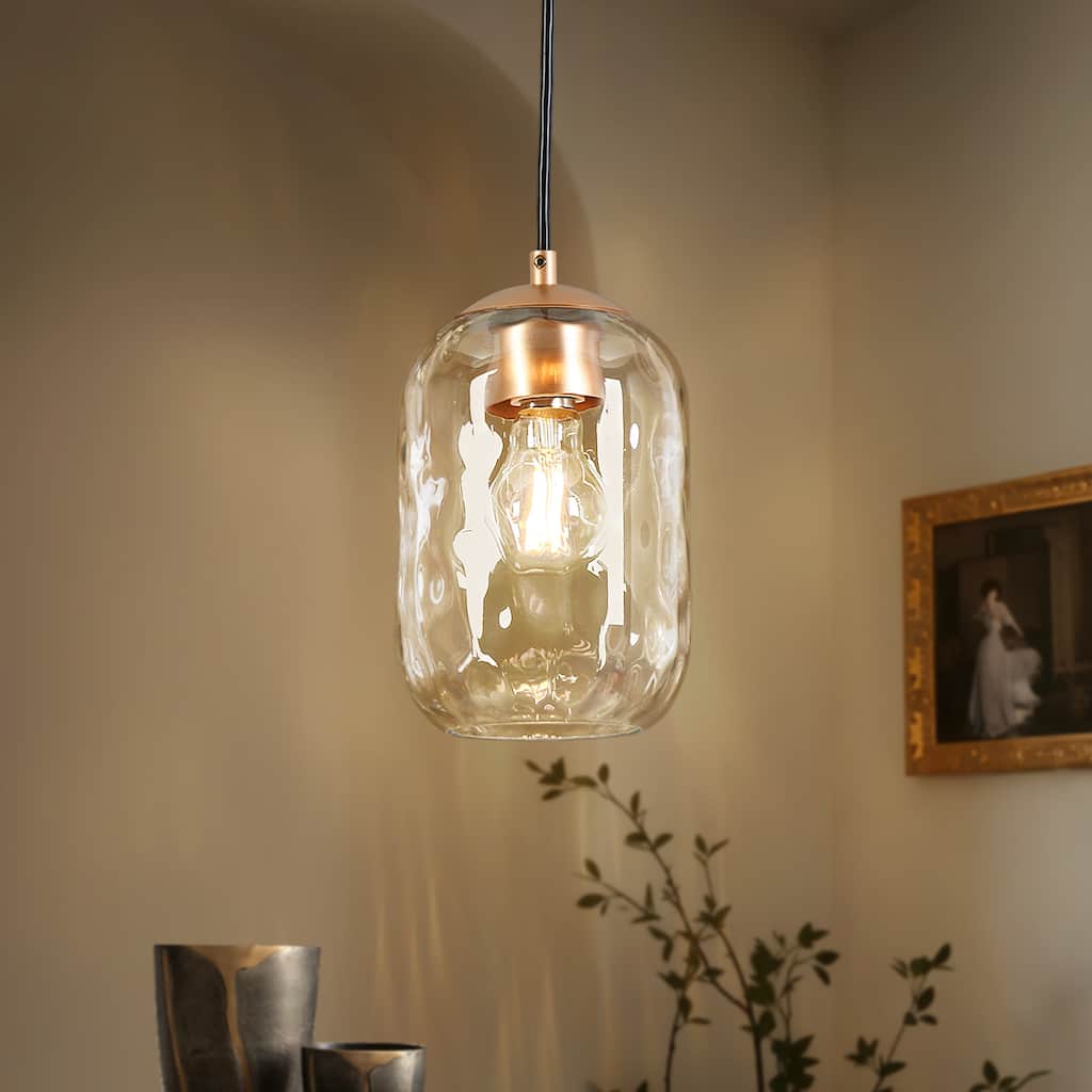 Modern Chic 1-light Pendant Light Water Ripple Glasses Kitchen Island Light for Dining Room - 5.3 " D × 8.9 " H