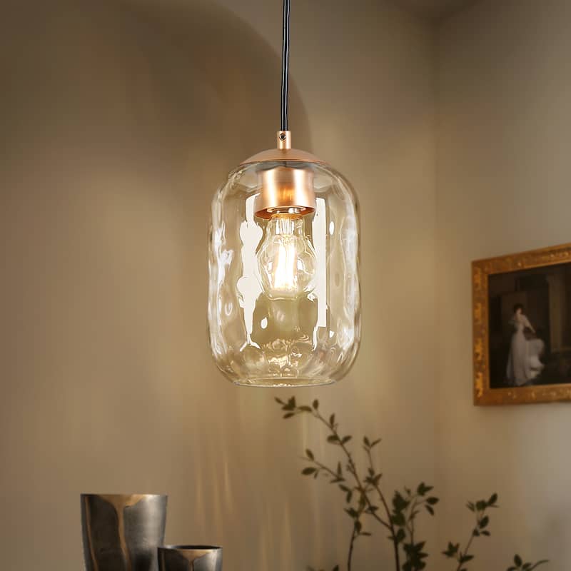 Modern Chic 1-light Pendant Light Water Ripple Glasses Kitchen Island Light for Dining Room - 5.3 " D × 8.9 " H