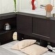 preview thumbnail 5 of 7, Espresso Full Size Wood Floor Bed with L-shaped Bookcases, sliding doors, without slats
