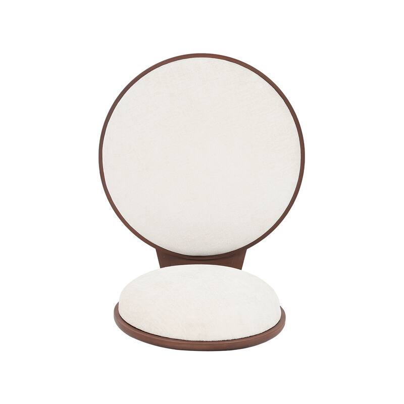 Roomfitters Dining Chairs with Beige Upholstered Round Back and Wood Frame, Modern Accent Kitchen Seating (Set of 2)