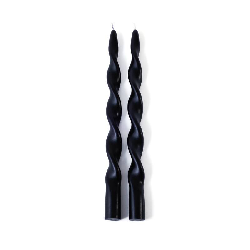 Lumière Twist Formal Taper Candles, Set of 12 - Holiday Table Décor - Black - 12"