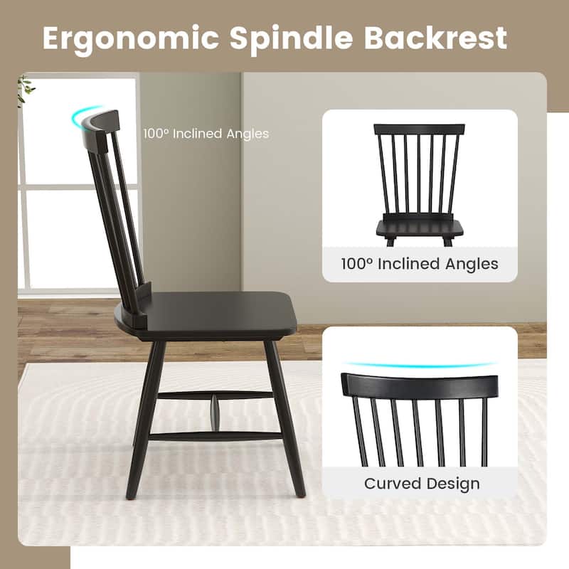Costway Windsor Dining Chairs Set of 2 Armless Spindle Back Solid - See Details