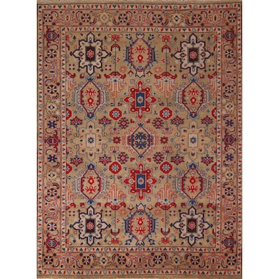 All-Over Brown Oushak Oriental Area Rug Hand-Knotted Wool Carpet - 7'11"x 9'10"