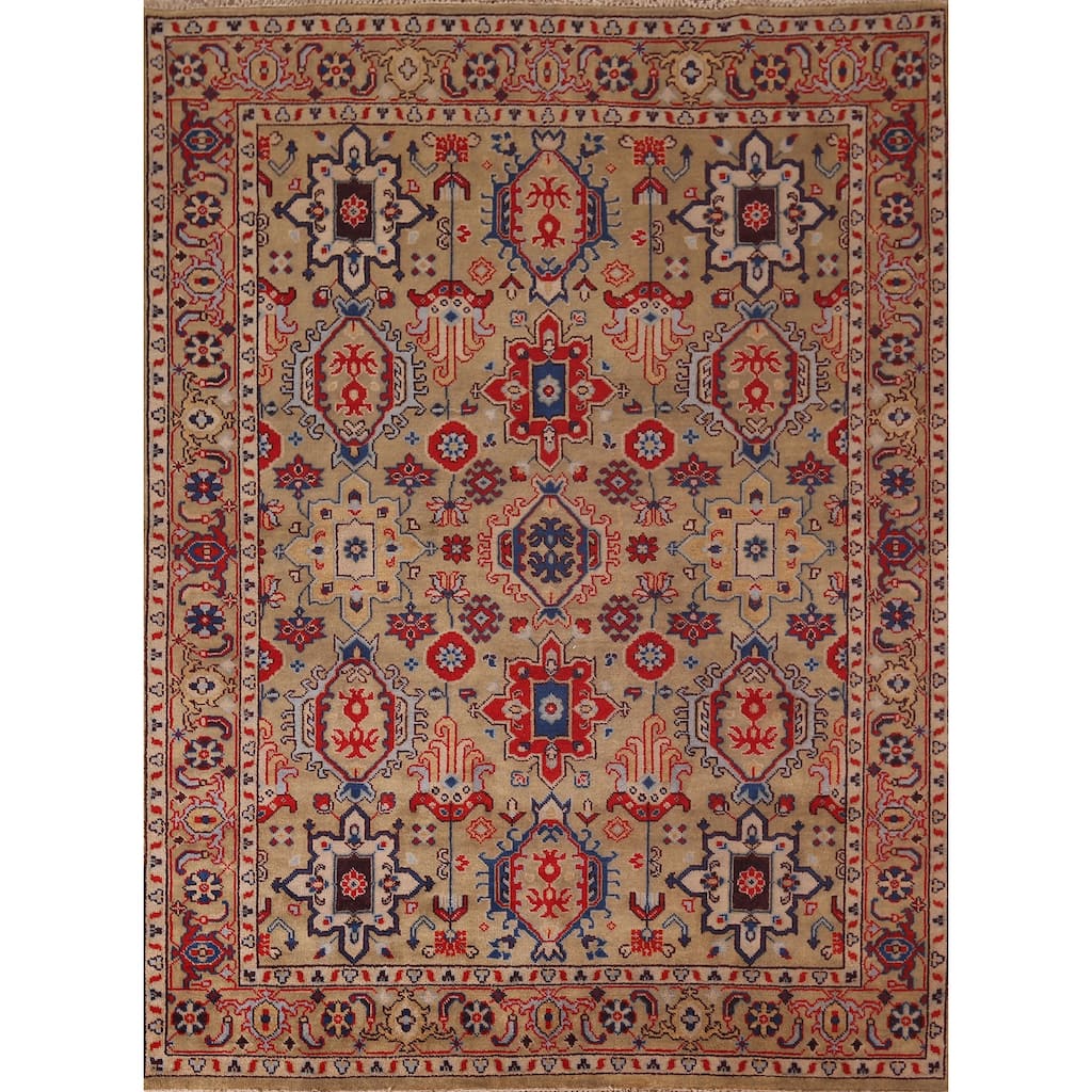 All-Over Brown Oushak Oriental Area Rug Hand-Knotted Wool Carpet - 7'11"x 9'10"