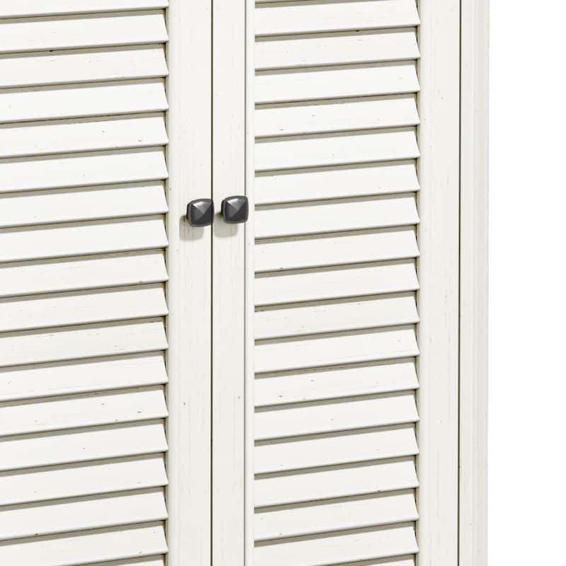 Moasis Farmhouse Pantry Cabinet 4-Tier Storage Cabinet with 2 Magnetic Doors and Adjustable Shelves&Hooks