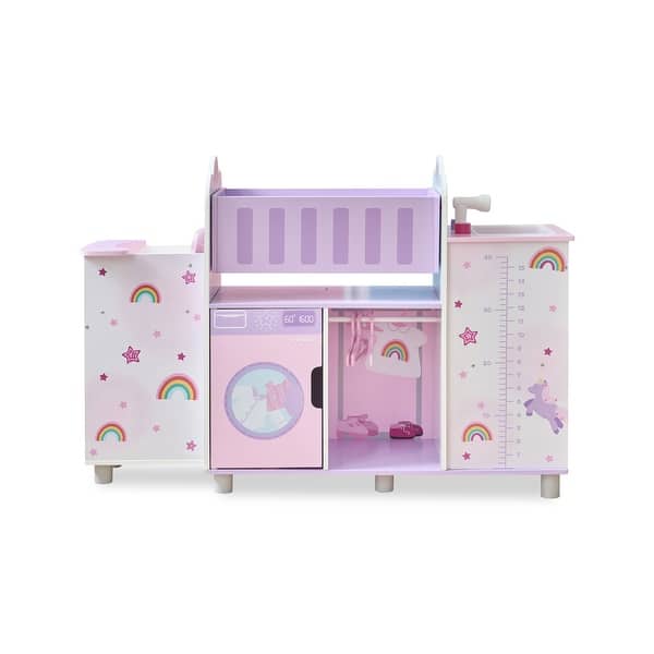 slide 2 of 18, Teamson Kids Fantasy Care Wooden 6-in-1 Doll Nursery Pretend Play Set - Dollhouse with Furniture and Accessories, Toddler Gift Purple