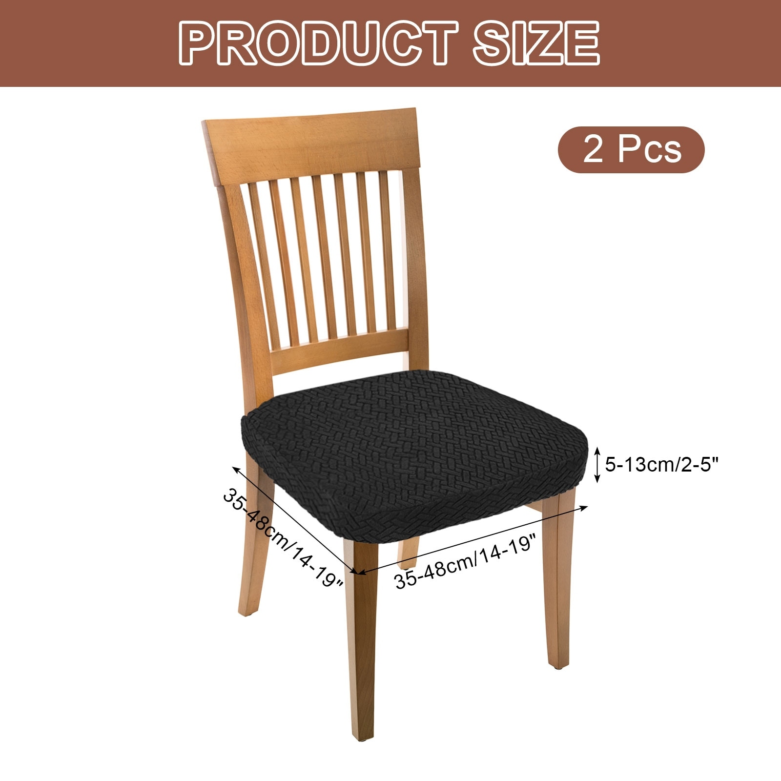 Stretch Jacquard Seat Covers, Dining Chair Seat Slipcover Washable Removable Cushion Protector