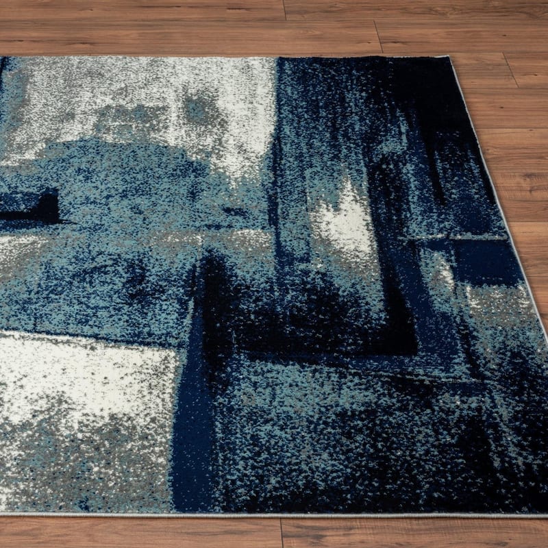 Luxe Weavers Modern Abstract Stain Resistant Area Rug - 9' x 12' - Navy