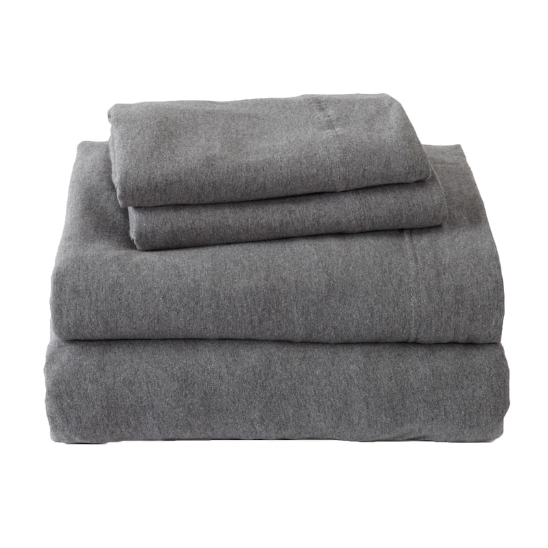 Premium Heathered Melange T-Shirt Jersey Knit Sheet Set - Full - Charcoal