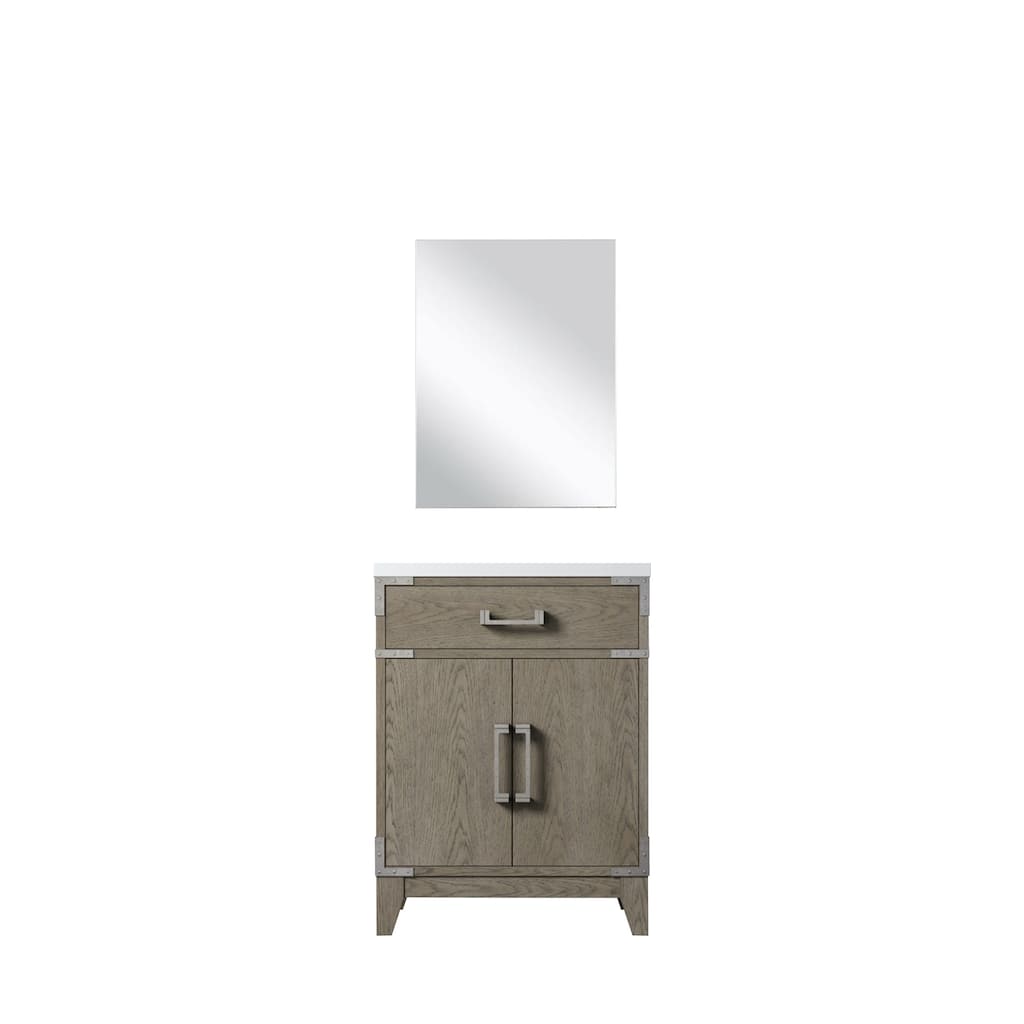 Acrylic Top Bathroom Vanity Set with Soft-Close Doors, Spacious Interior Cabinet & 18" x 24" Mirror Included