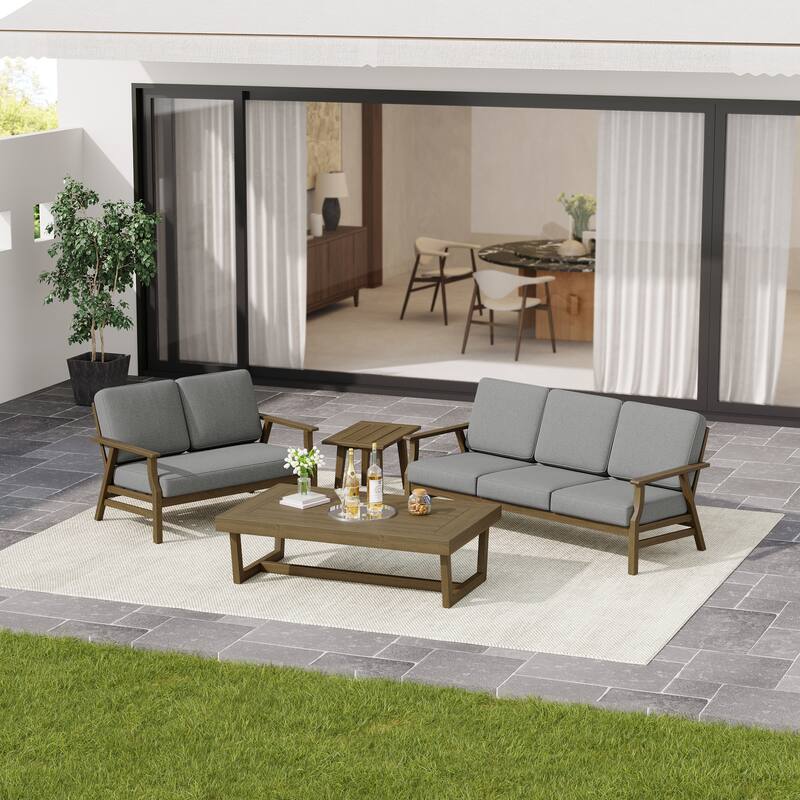 Arthur 4-Piece Teak Wood Patio Conversation Set