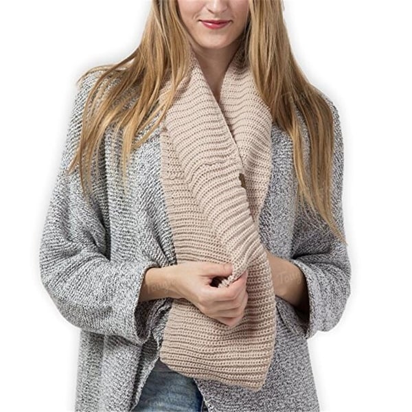 Winter Casual Chunky Thick Knitted Fashion Winter Headwrap Loop Scarf-L-Grey