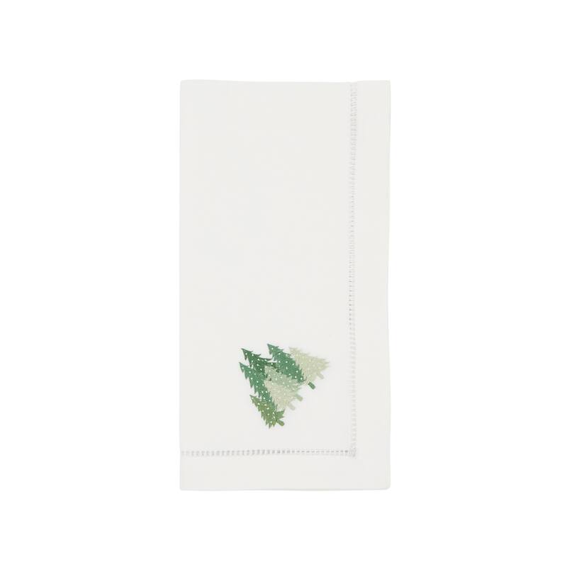 Pine Forest Embroidered Napkin (Set of 6) - 20"x20" - 20"x20" - White - Set of 6