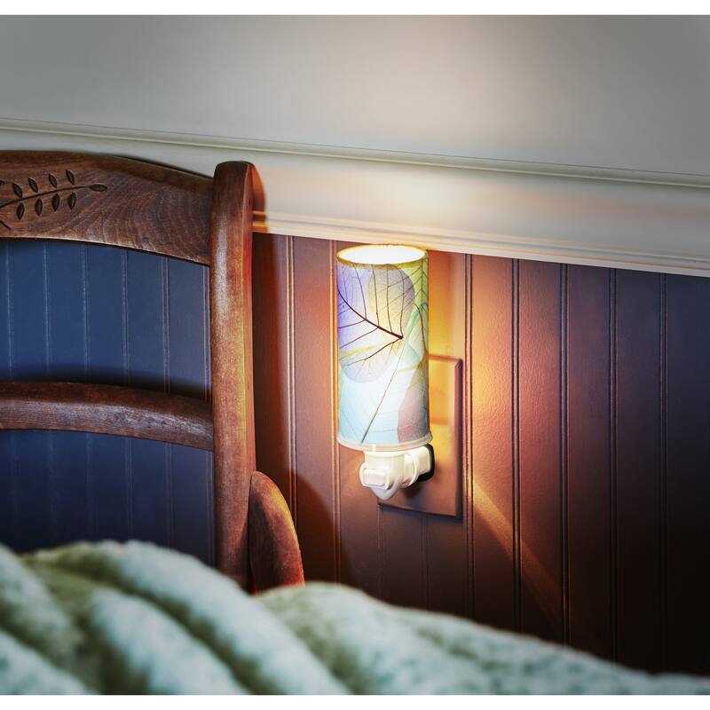 Cylinder Nightlight, Cocoa Leaves Shade, 3 x 3 x 7 in. - 3 x 3 x 8