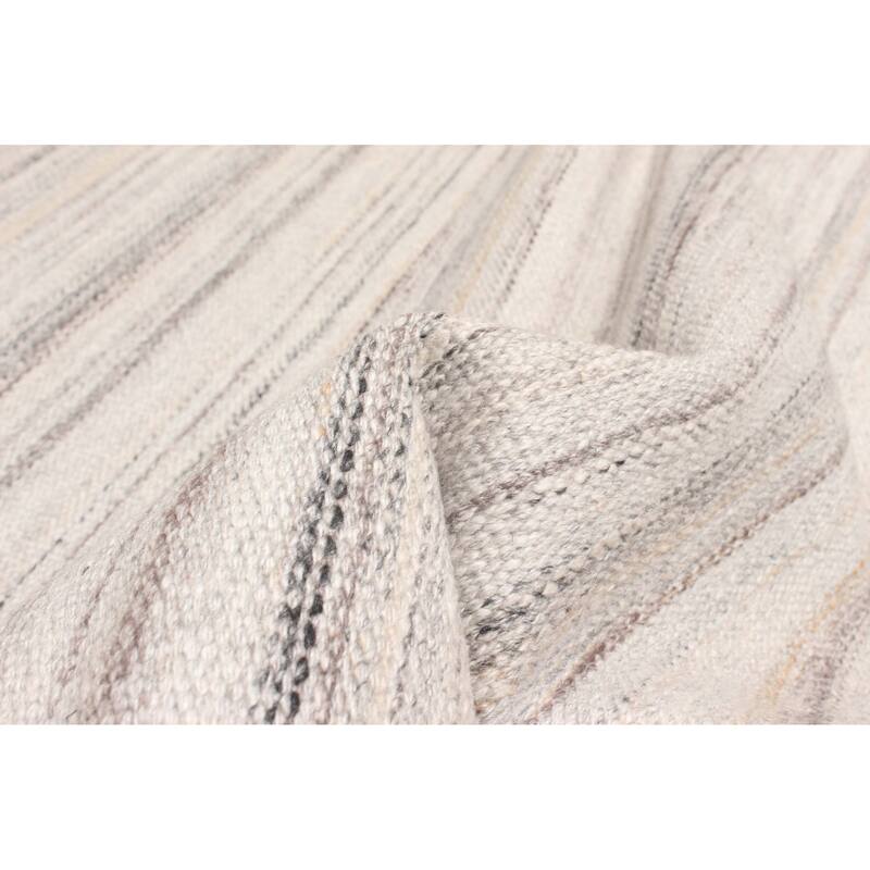 ECARPETGALLERY Flat-Weave Ankara FW Light Grey Wool Kilim - 5'2 x 7'8