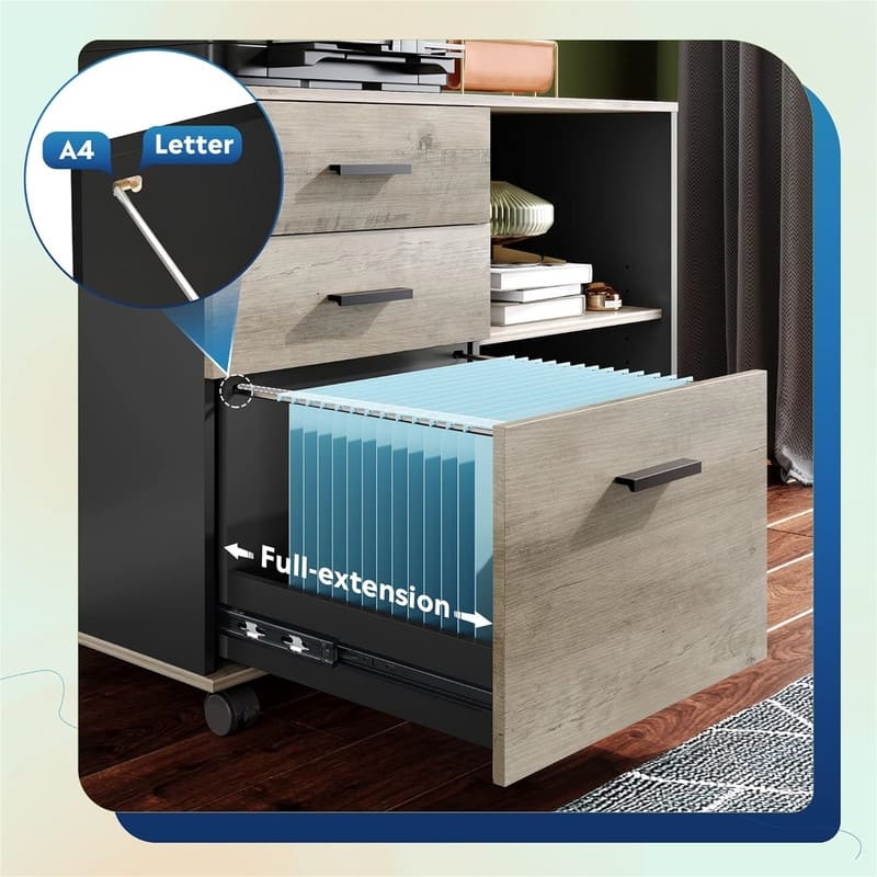 3-Drawer Wood File Cabinet - 15.7"D x 31.3"W x 24.7H