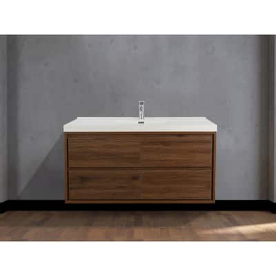 Sage 48" wall mounted bathroom vanity with single basin acrylic top