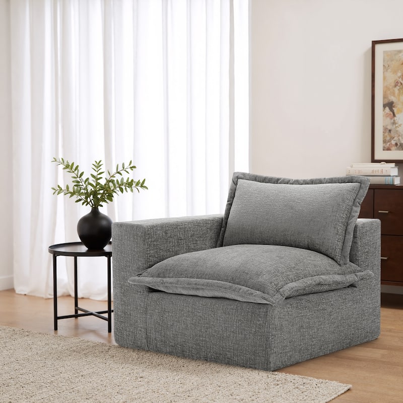 42"W Chenille Upholstered No Assembly Corner Chair