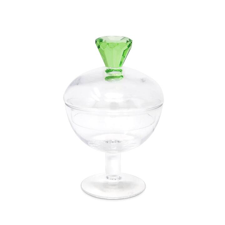Glass Jar with Colored Diamond Handle - Large - Green