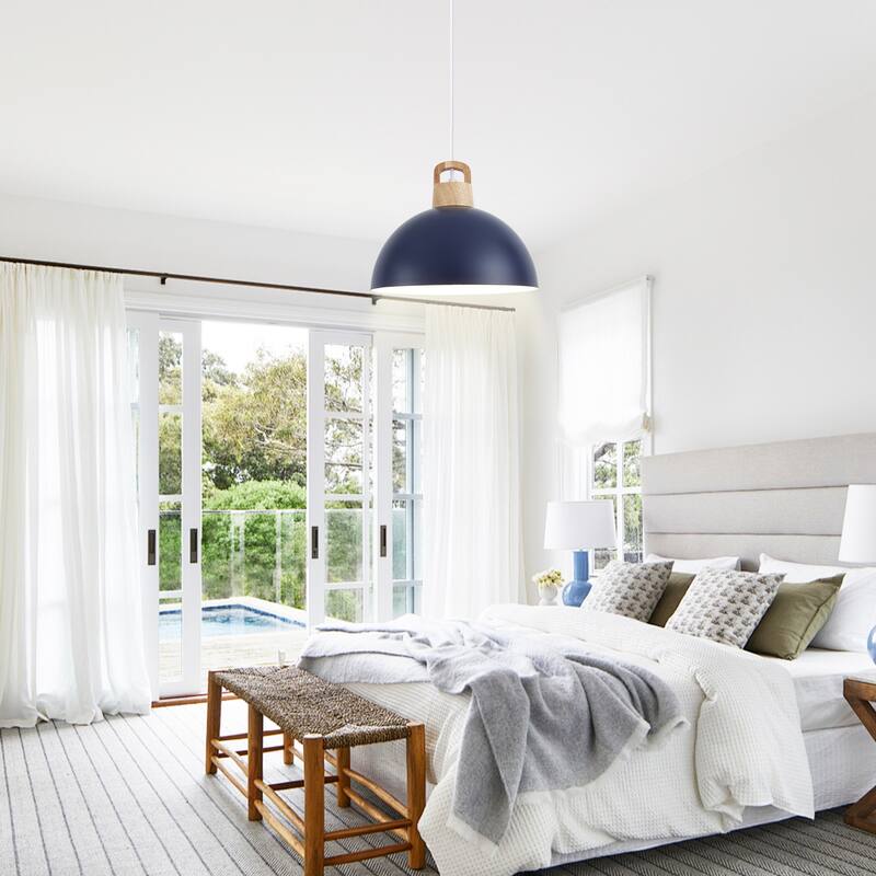 1-Light Rustic Hanging Pendant Light with Metal Shaded for Kitchen Island