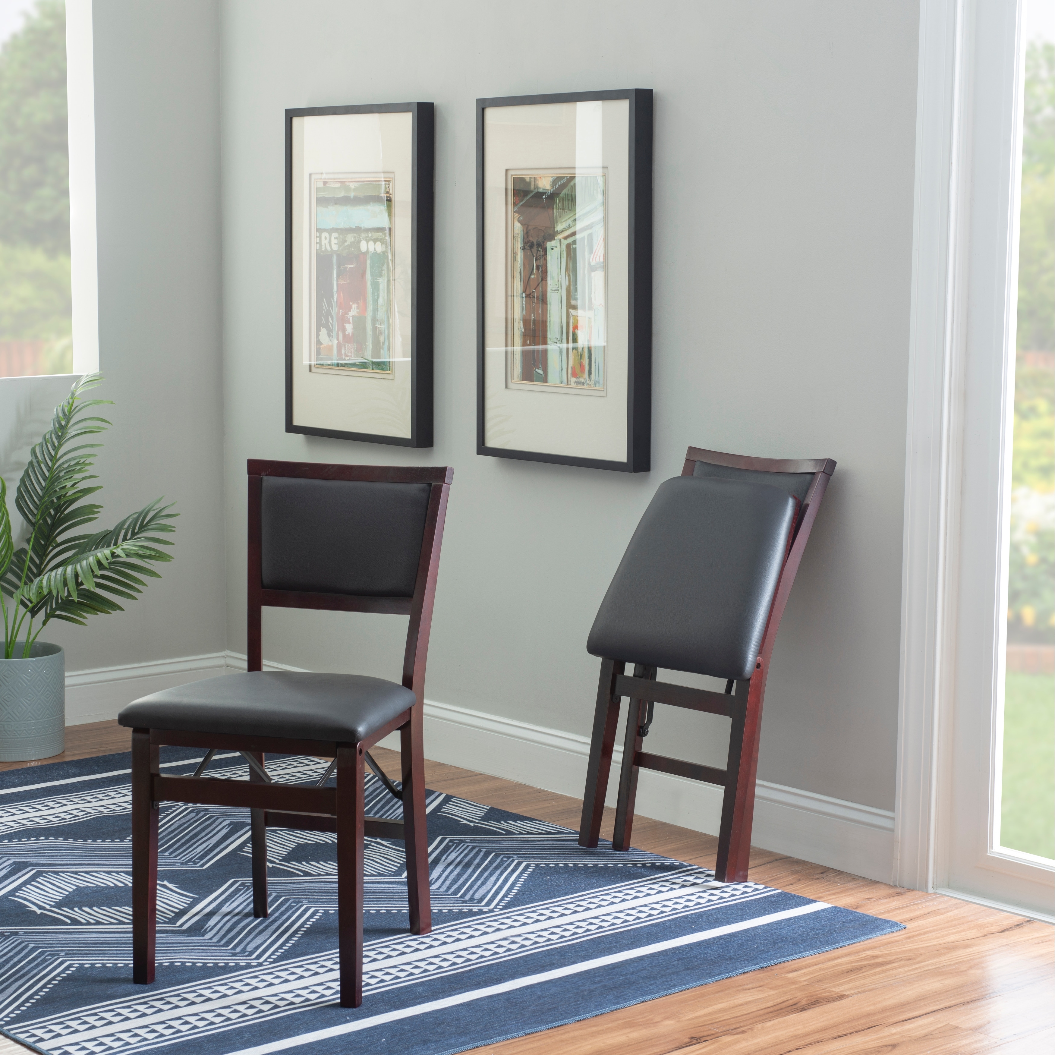 Linon Porch & Den Aldersey Espresso Folding Chair with Dark Brown Seat (Set of 2)