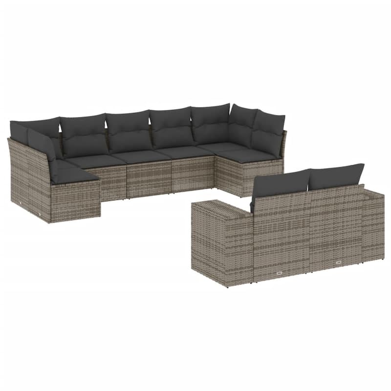vidaXL Patio Sofa Set with Cushions Outdoor Conversation Furniture Poly Rattan