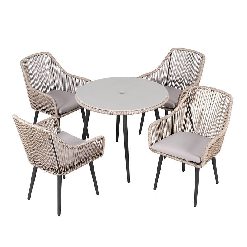 5-Piece Outdoor Patio Wicker Dining Set