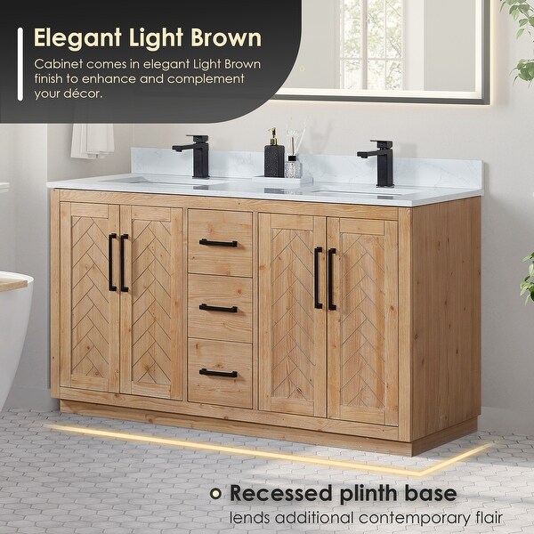 Anais 3Single Bathroom Vanity in Light Brown with Grain