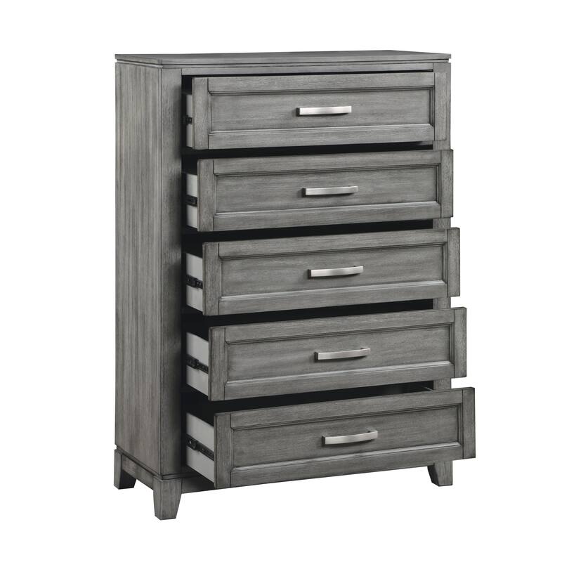 Rustic Style Bedroom 3pc Set Gray Finish Platform Bed Chest Nightstand