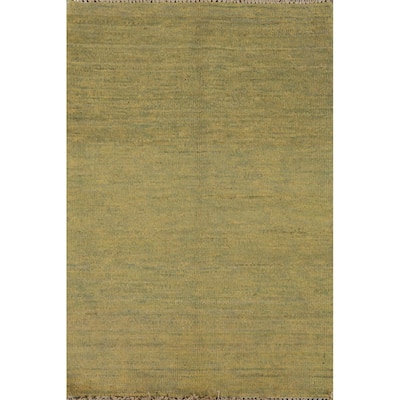 Yellow & Green Gabbeh Oriental Foyer Rug Handmade Wool Carpet - 1'11"x 3'0"