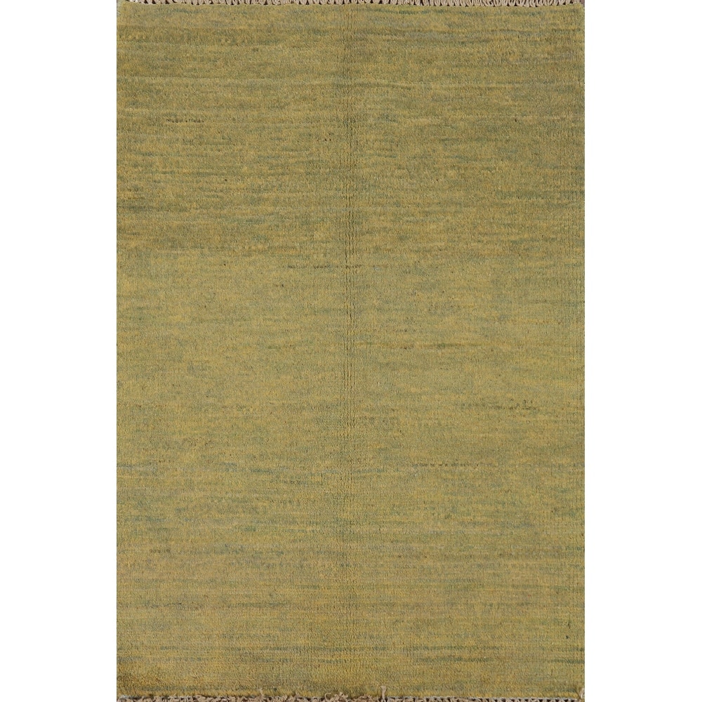 Yellow & Green Gabbeh Oriental Foyer Rug Handmade Wool Carpet - 1'11"x 3'0"